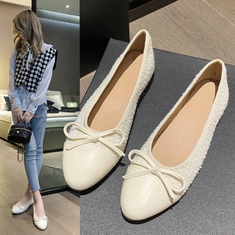 

2023 Women Flats Ballet Shoes Square Toe Moccasins Thick Heel Flat Ballerina Shallow Shoes Casual Slip on Flat Mary Jane Shoes