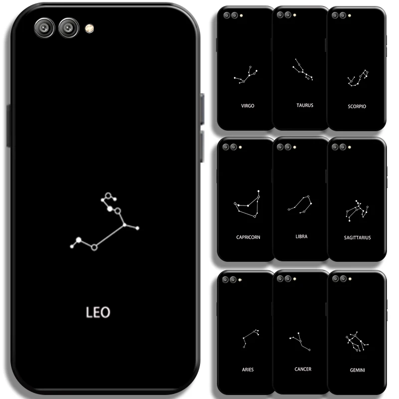 

Twelve Constellations For Huawei Honor V20 V10 V9 Phone Case Liquid Silicon Cover Shell Shockproof Coque Back Black