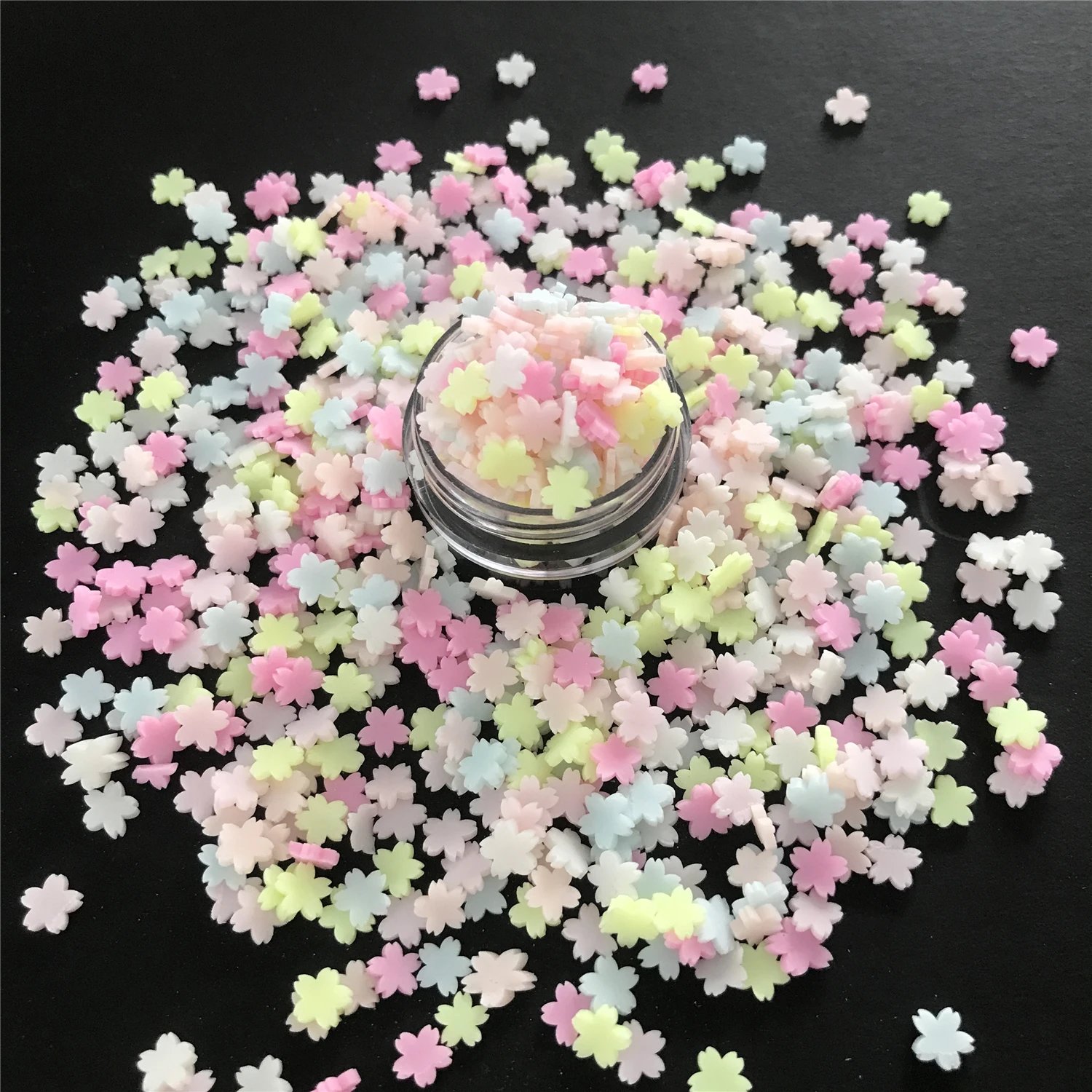 PrettyG 1 Box Cherry Blossoms Slices Supplies Polymer Soft Clay for Resin Craft Nail Art Crafts Fimo Slime Kit DIY Decoration