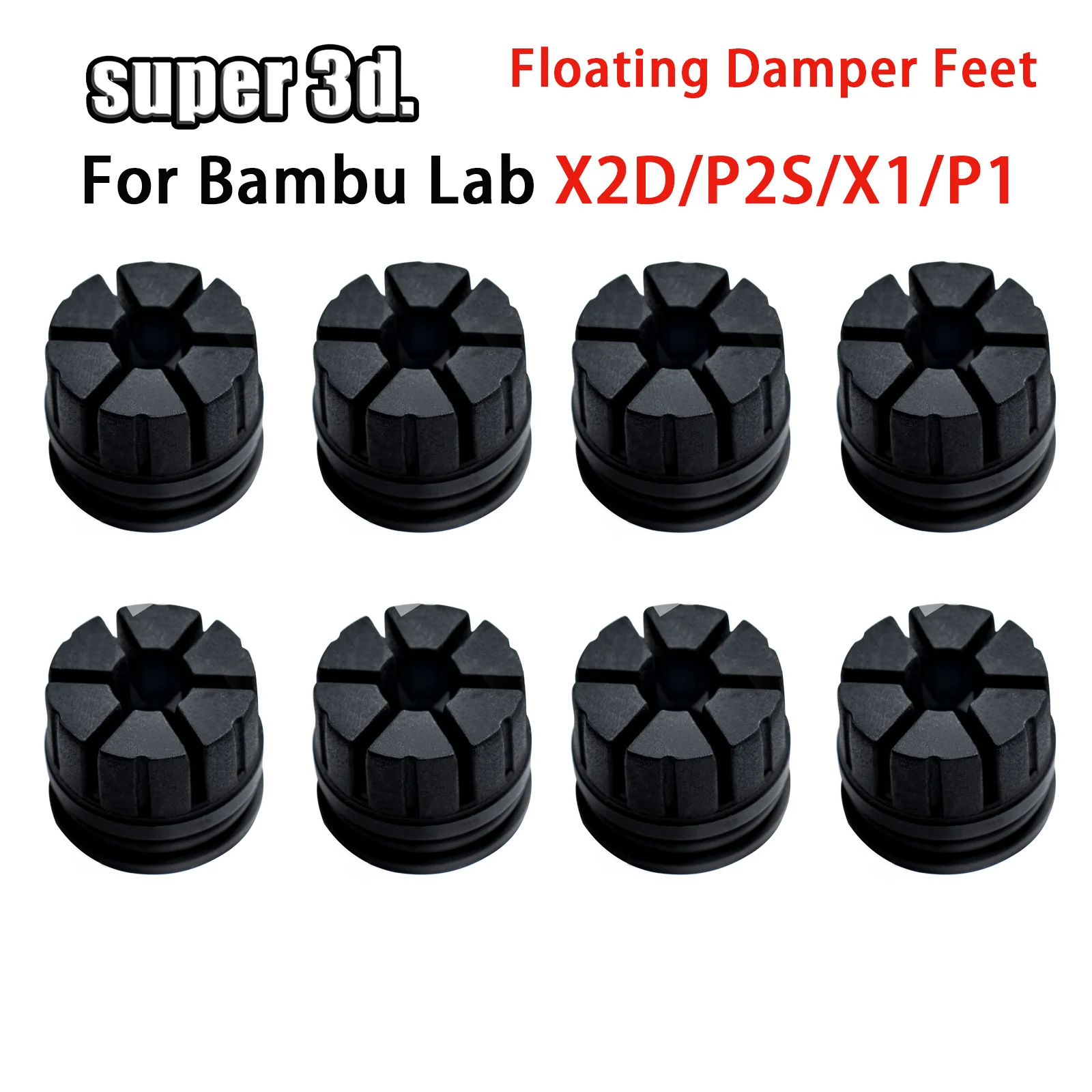 Фото Для Bambu Lab X2D/P1P/P1S/P2S: Улучшенные плавающие демпферные подушки для уменьшения шума и повышения качества печати. Подушки для Bambulab X1/X1C. №1