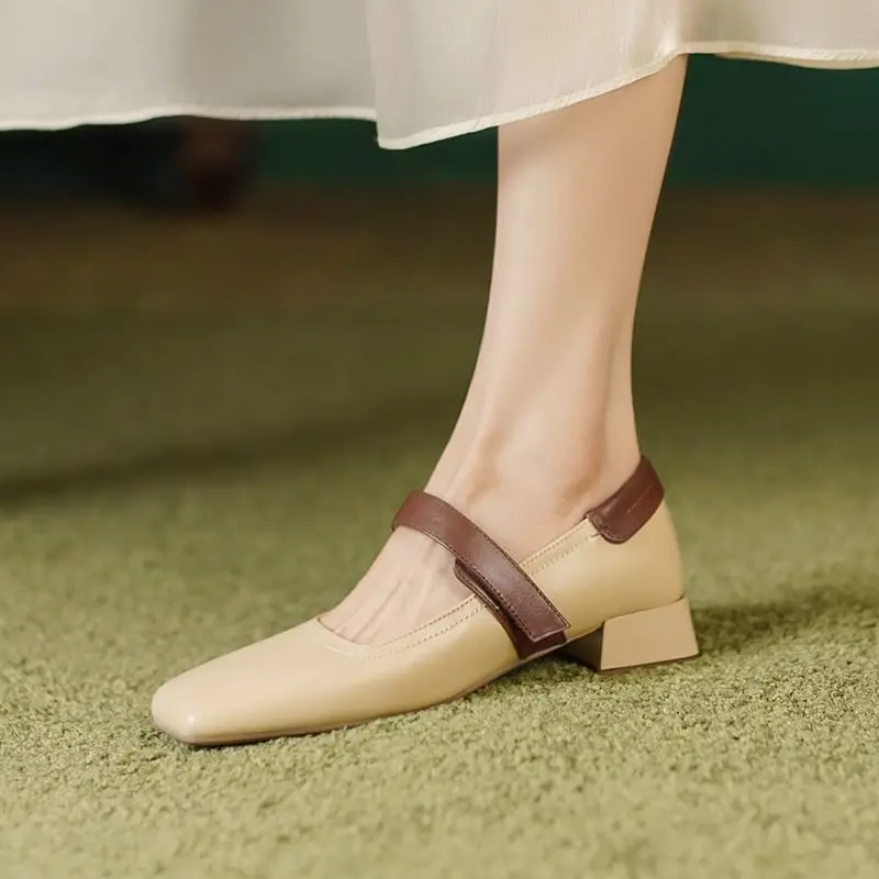 

Туфли ALLBITEFO женские из натуральной кожи, удобные повседневные офисные туфли на высоком каблуке, однотонные, Размеры 33-40