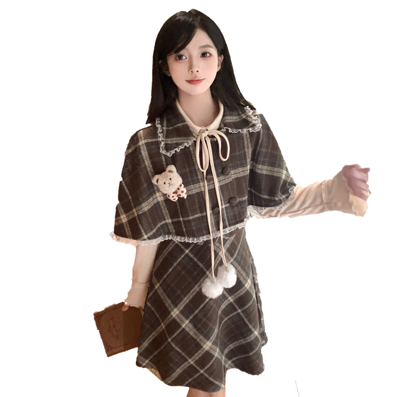 Винтажное платье для девочек осень и зима 2024 новинка школьников младших классов