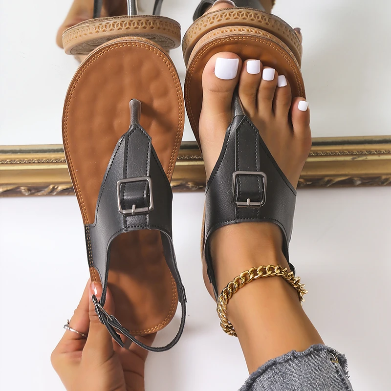 

Summer Sandals Women's Flip Flops Flat Shoes Black Woman Apartments Fashion Beach Elegant Sneakers Casual Comfortable Gladiator