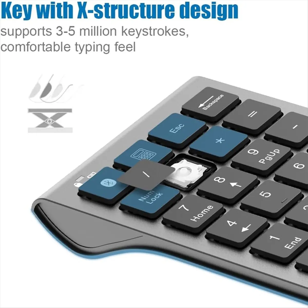 Фото Беспроводная и проводная USB-клавиатура A46U Bluetooth 2-в-1, перезаряжаемая цифровая клавиатура для ноутбуков и настольных ПК №3