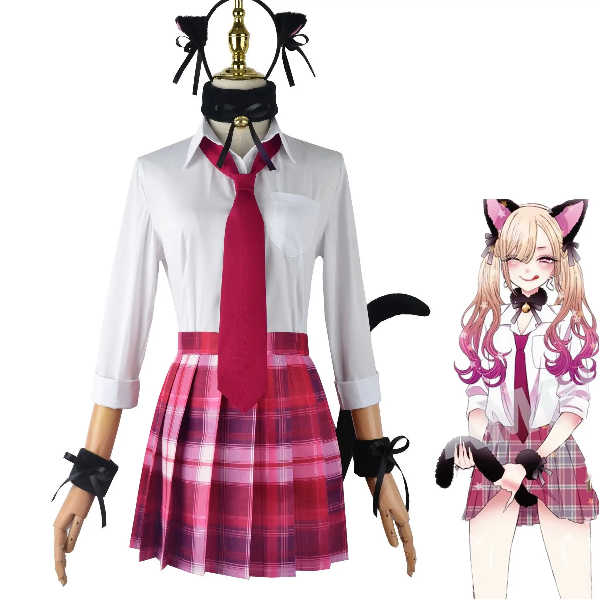 

Anime Dress Up Darling Kitagawa Marin Cosplay Costume JK School Uniform Skirt Outfits Halloween Costumes for Women Man Catwoman