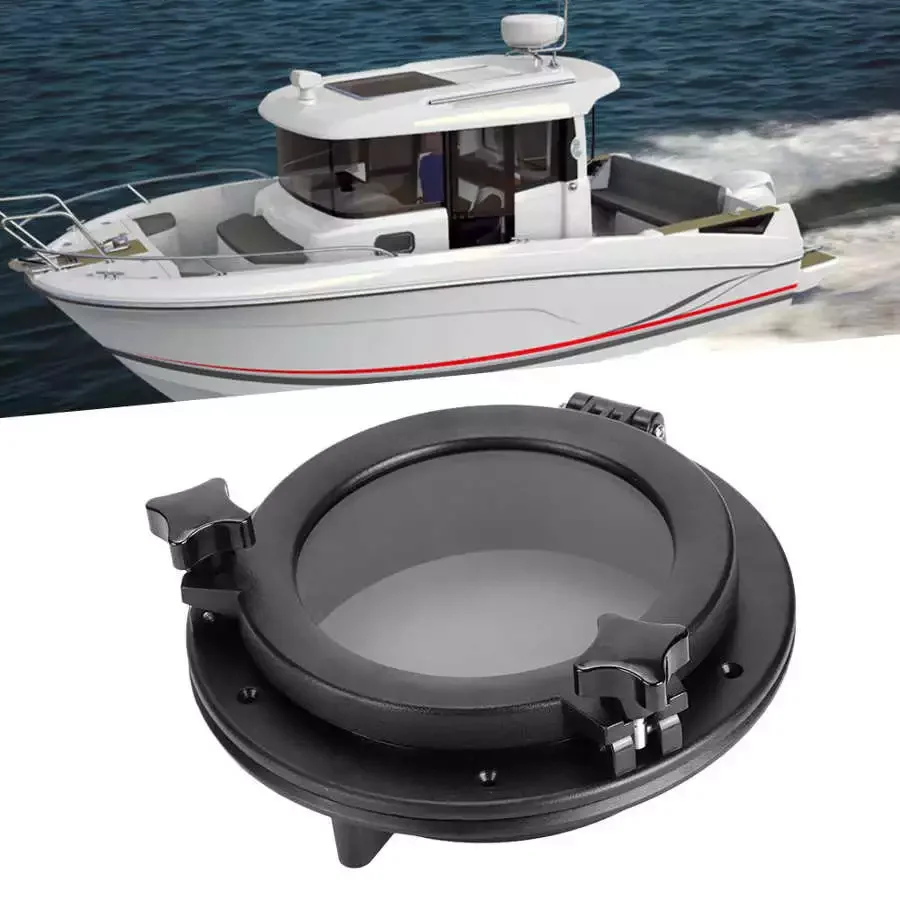

8in Opening Portlight Black Easy Round Shape Installation Universal for RV Boat Yacht