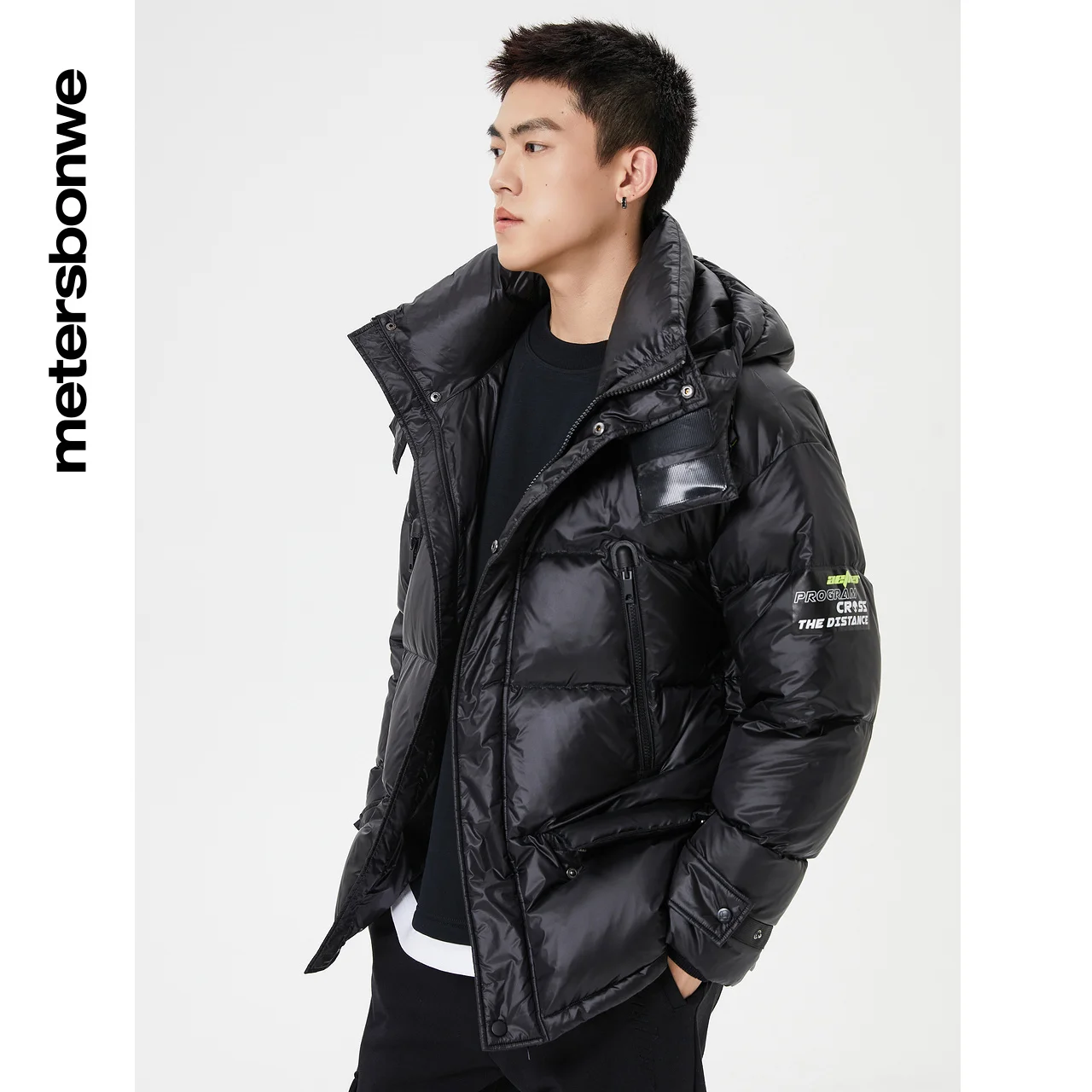Metersbonwe Men's Loose Windproof Stand Collar Hooded Down Wear W80%Duck Down Thick Warm Wear Removable Hat Winter Down Jackets