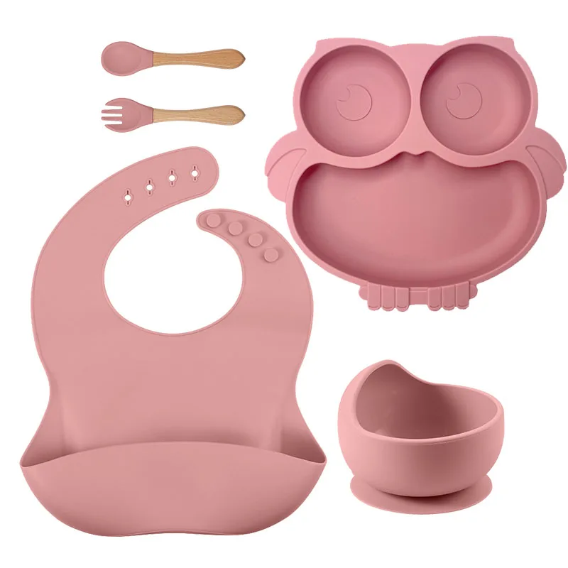 Divided Baby Plates Feed Bowls Straw Cup Spoon For Toddler T
