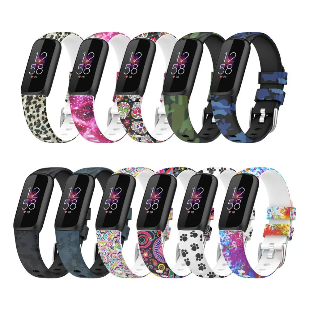 

Silicone Wristband Color Print Waterproof Sport Strap Watchband Replacement Strap For Fitbit Luxe Smart Watch Sweatproof