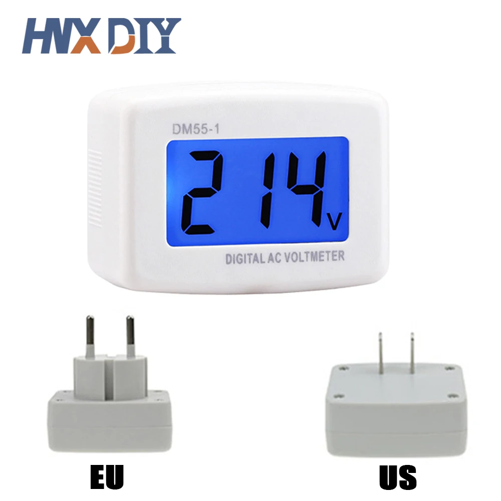 

DM55 AC 110V 220V Digital Voltmeter EU US Plug Socket Voltage Tester DM55-1 LCD Display Voltage Meter Wall Flat Voltage Meter