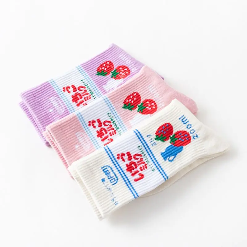 Новые японские милые женские носки в стиле кавай забавные кремовые ярких цветов