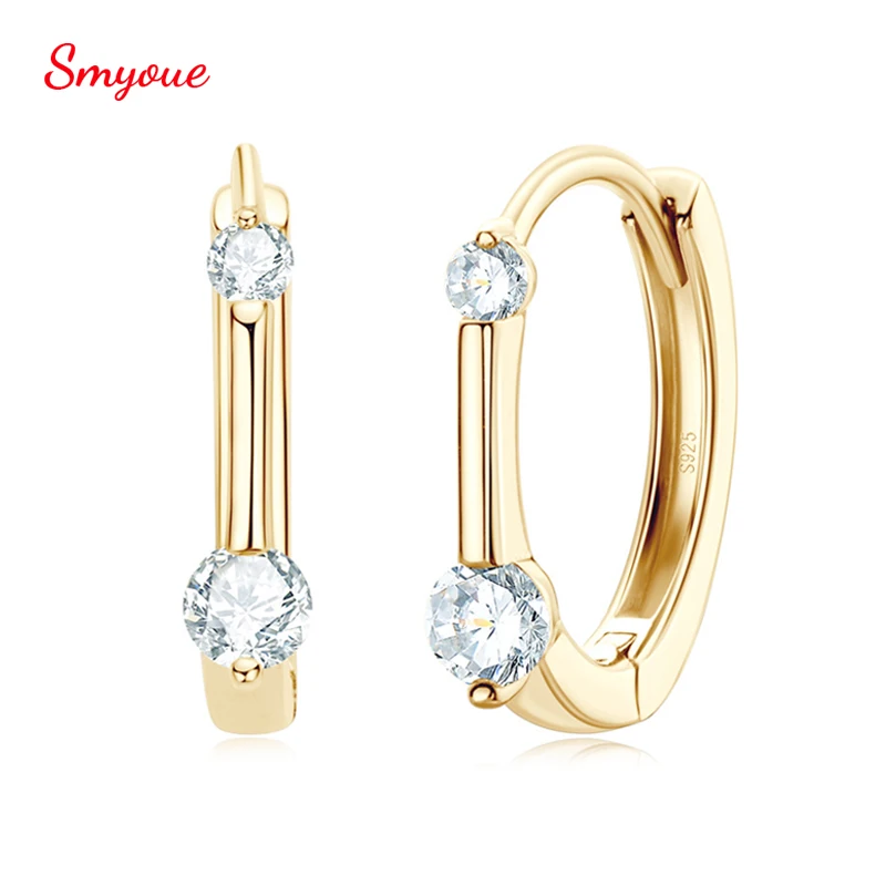 

Smyoue 100% 925 Solid Silver 0.26CT Moissanite Hoop Earrings for Women Simple Earring 18k Gold Plated Wedding Luxury Jewelry