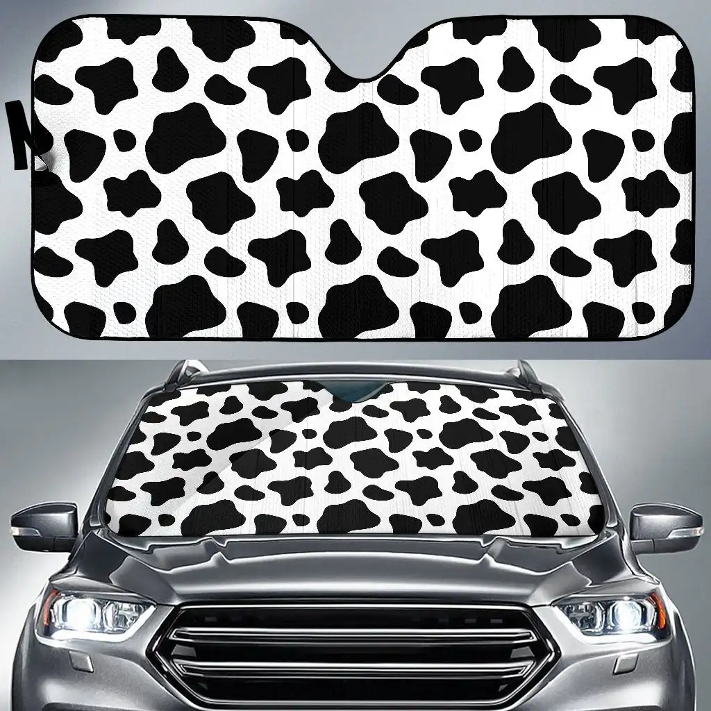 

Black And White Cow Print Car Sun Shade