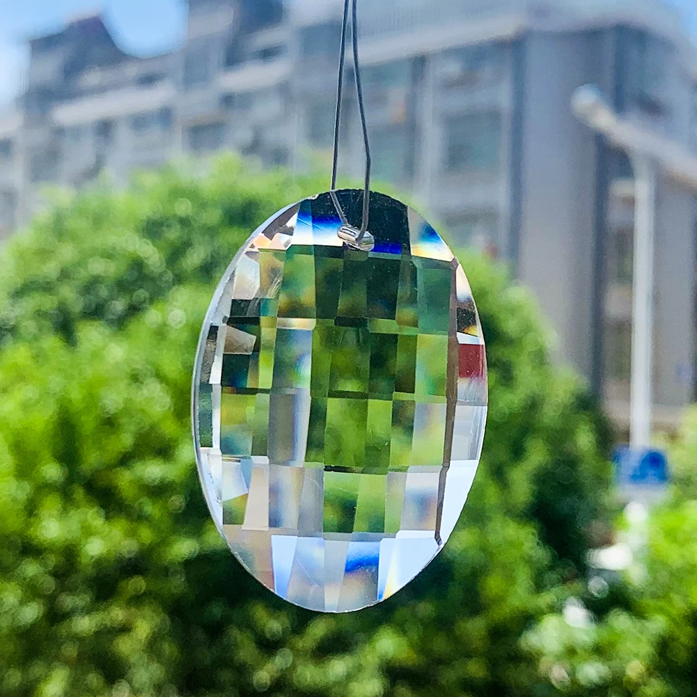 

2PC Oval Argyle Crystal Facet Prism Glass Chandelier Suncatcher Rainbow DIY Wedding Home Party Curtain Pendant Jewelry Accessory