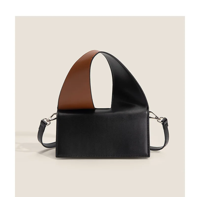 

2022 new fashion summer crossbody bag female organ bag personality 100 wide shoulder strap contrast color hand bill shoulder bag