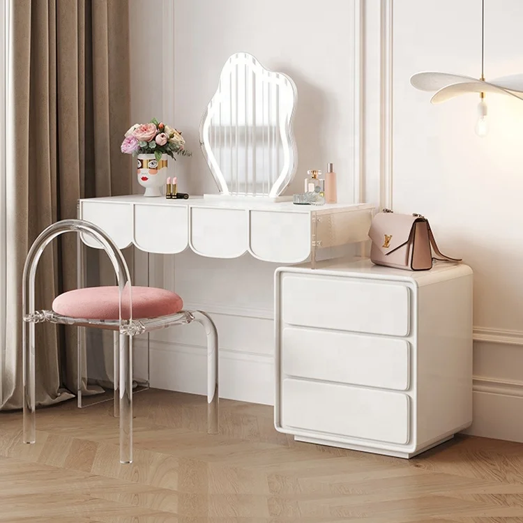 Современный зеркальный столик с подсветкой для спальни деревянный туалетный