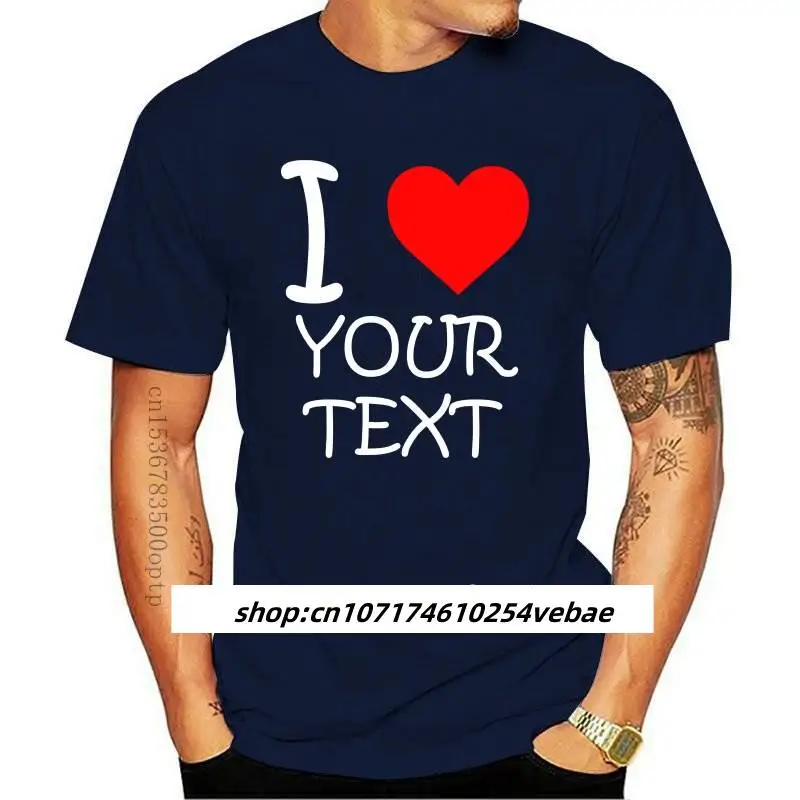 

New CUSTOM I love T-shirt Personalised Any Name Your Text Adult UNISEX Tee Top Gift
