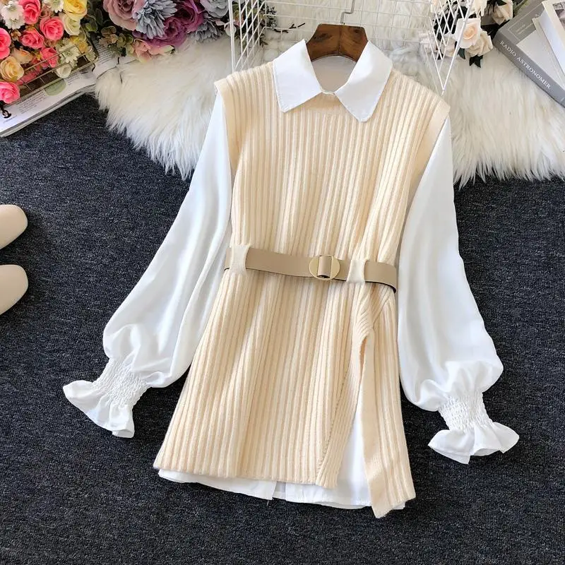 Shirt Knitted Vest 2023 Spring Dignified Goddess Fan High Quality Casual Fashion Trending Suit Fashion