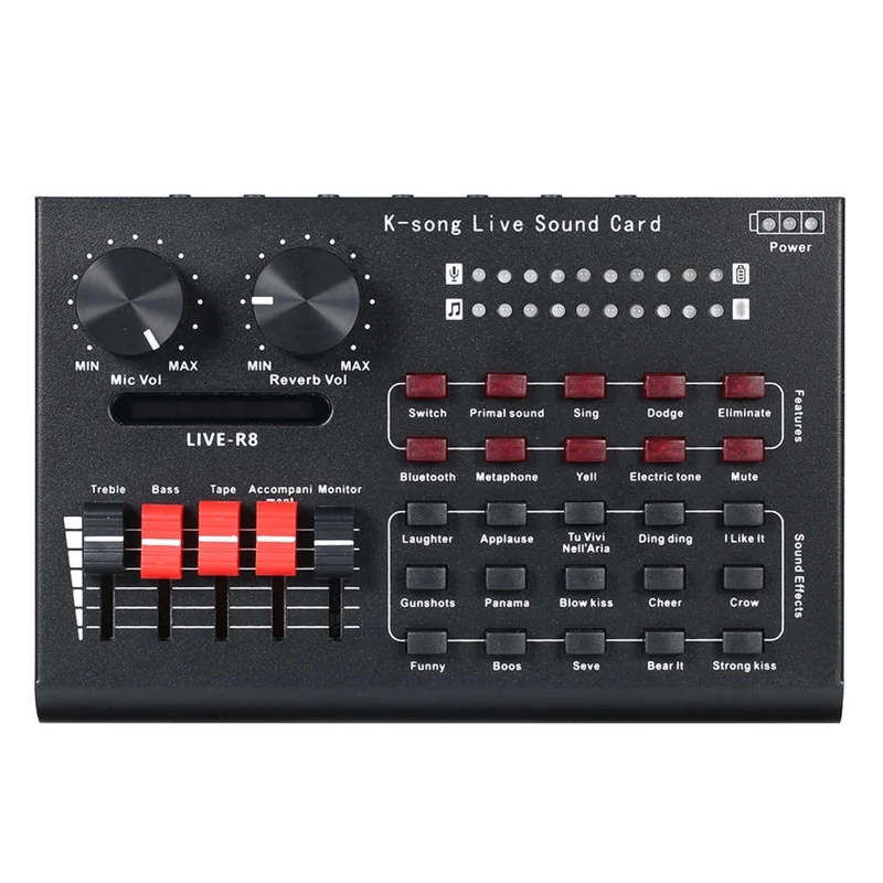 

Внешняя многофункциональная звуковая карта Bluetooth-совместимая звуковая плата наборы для живого режима для смарт-звуковых карт с шумоподавл...