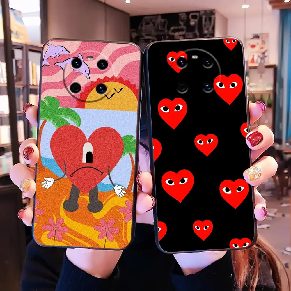 

Luxury Red Heart Phone Case For Huawei P10 P20 P30 P Smart Z P40 Funda P50 P50E Lite E 5G Coque 2018 2019 Plus Capa Case Para