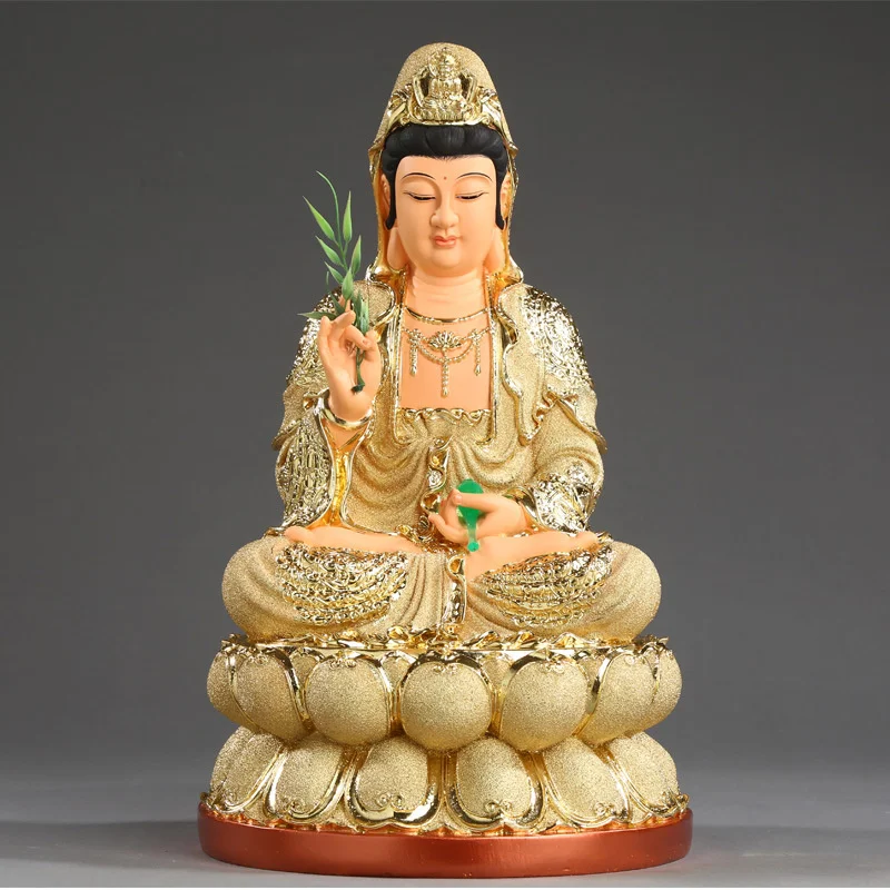 

Китайская статуя Будды Guanyin, украшения из золотой смолы, поделки, украшения для дома, гостиной, офиса, рабочего стола, фэн-шуй Декор