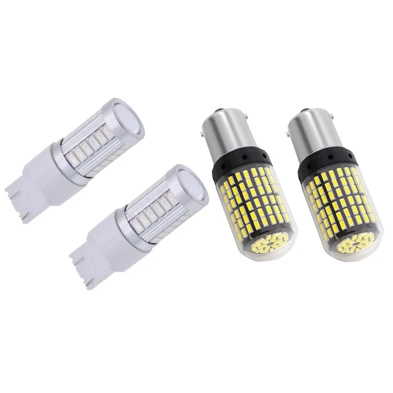 

2PCS 7443, T20 Led Bulbs Red 900 Lumens Turn Signals Light With 2PCS 1156 LED Light Bulb 3014 Turn Signal Brake Light