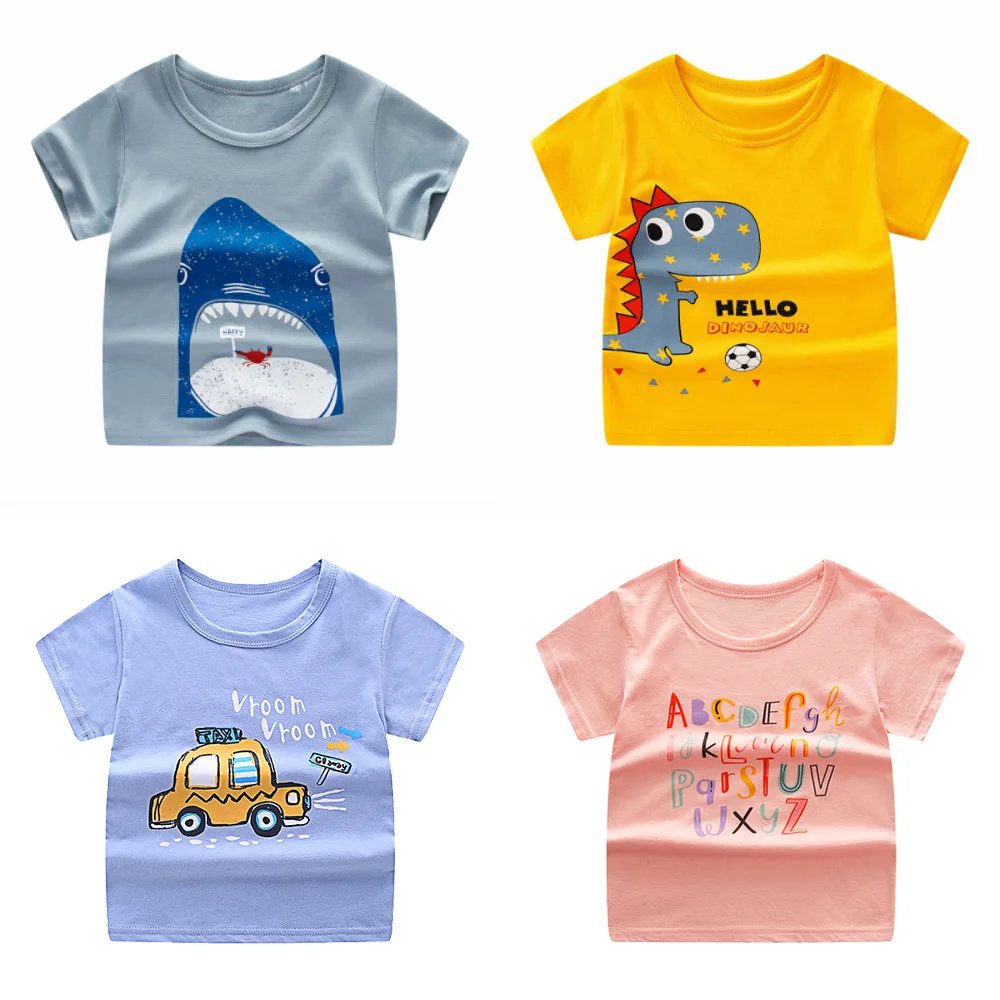 

Новинка 2023, Детская футболка с коротким рукавом, летняя хлопковая Футболка с разноцветным принтом для мальчиков и девочек, оптовая продажа ...