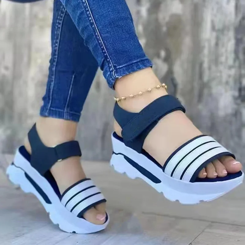 DOGHC Summer Slip on Women Wedges Sandals Platform High Heels Fashion Open Toe Ladies Casual Shoes Promotion Slides Slippers |