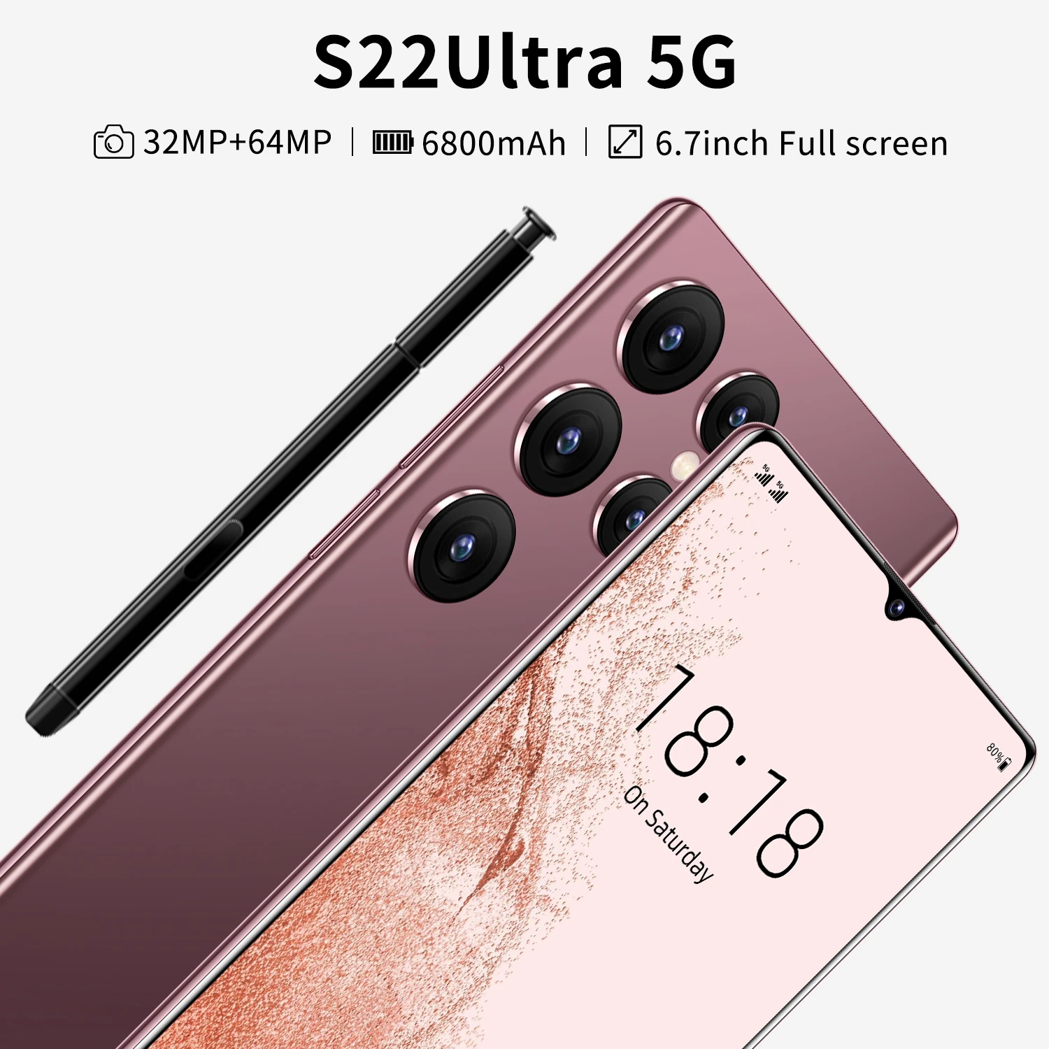 SmartPhone S22 Ultra 6.7 HD Screen 4G 5G Dual Sim Cell Phone Original Android 12 Unlocked Mobile Phones 64MP 6800mAh Celulares