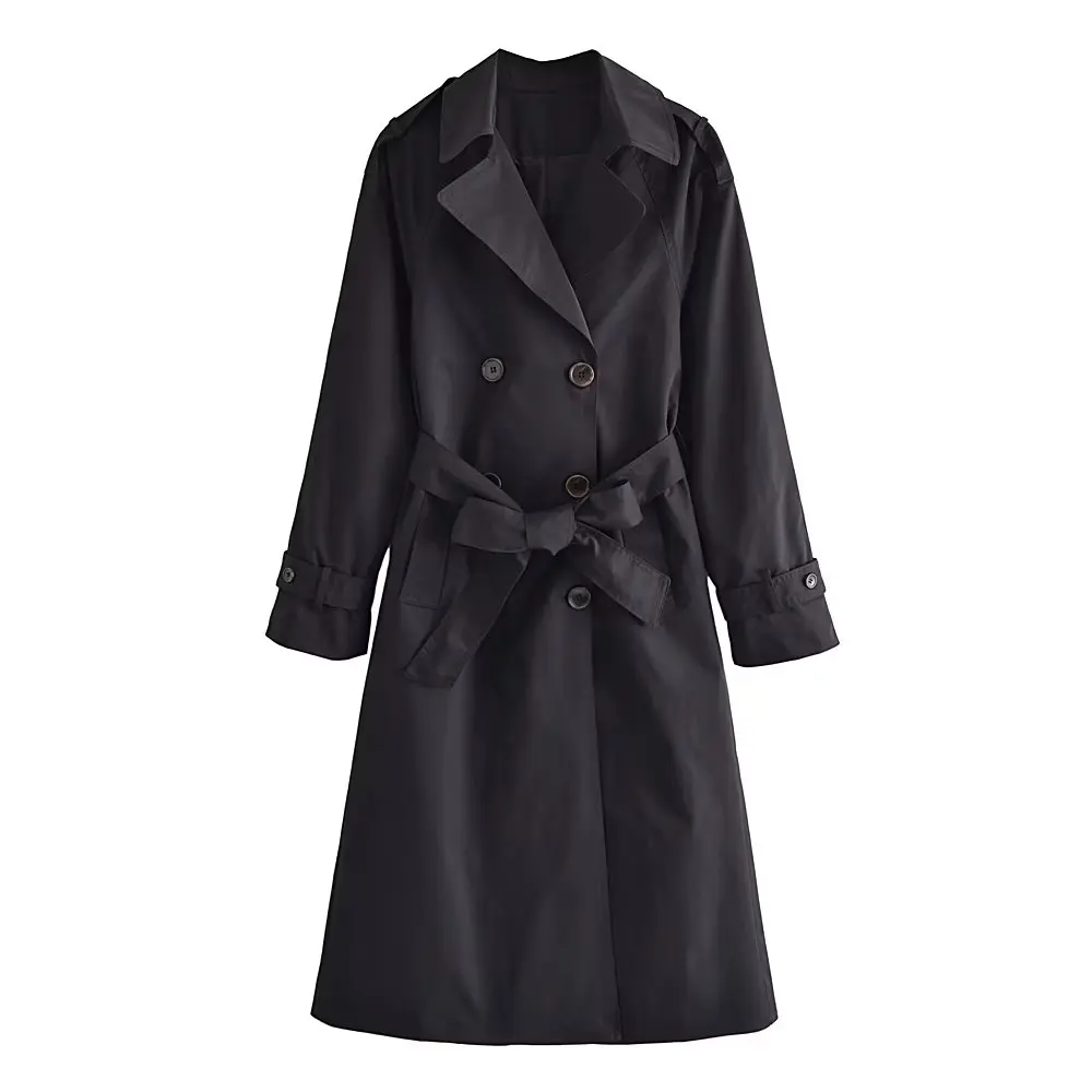 

New Arrival Long Trench Coat Casual Jacket Outwear Women's Windbreaker Coat Ladies Office Streetwear Black Trench
