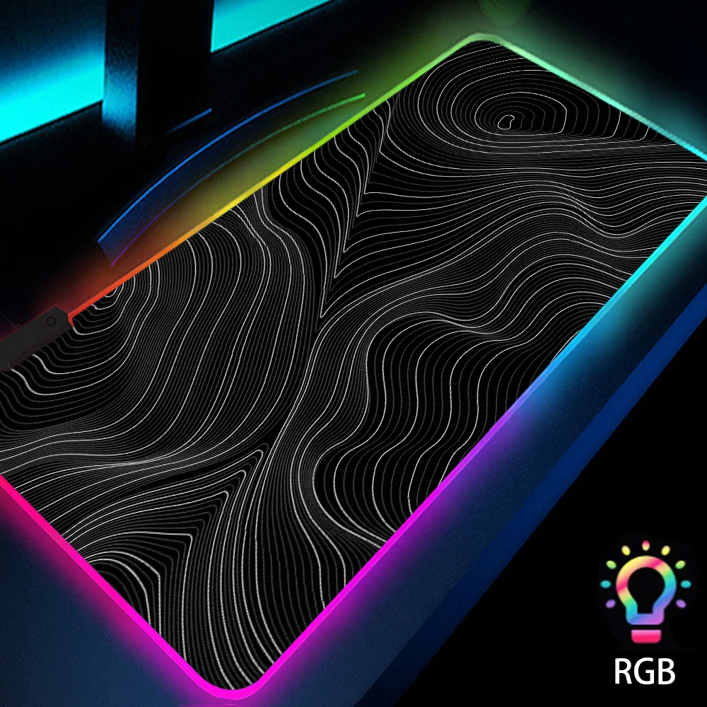 

Topographic Minimalist Pc Full Set Computer XXL Rgb Backlit Mat Decoration Gamer Keyboard Office Supplie Setup Gamer LED Carpets