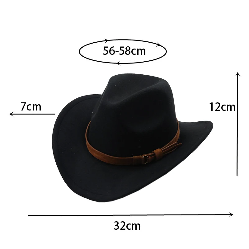 Western Cowboy Hat Fedora Hat Men Large 