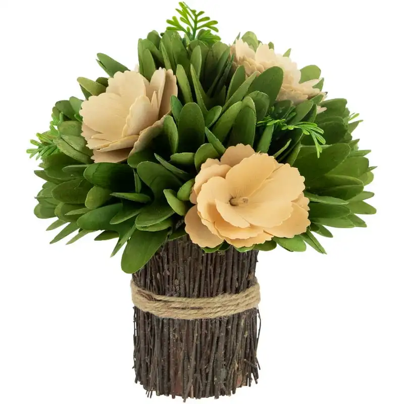 

Tan Poppy Wooden Flower Standing Bouquet Bundle with Green Foliage Gift for girlfriend Flowers artificial wholesale Dorm decor P