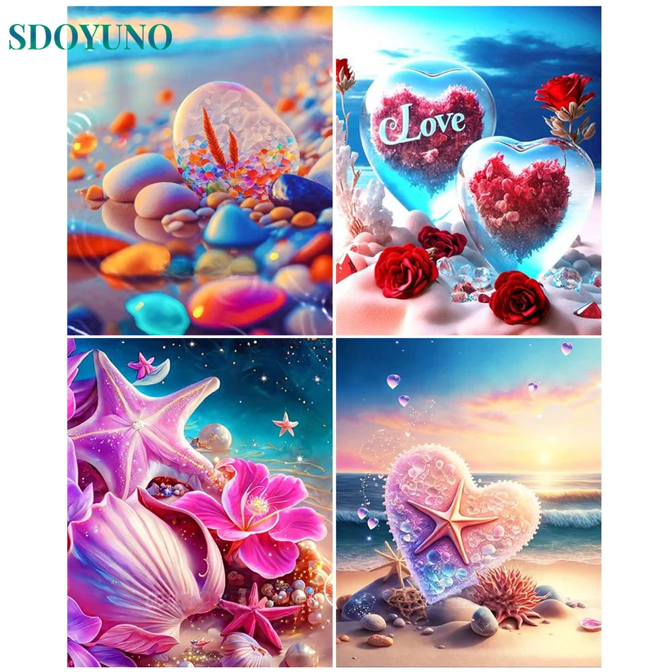 

SDOYUNO Paint By Number Colorful Beach Oil Paiting Picture By Number HandPainted Kit For Home Decor Drawing On Canvas Gift