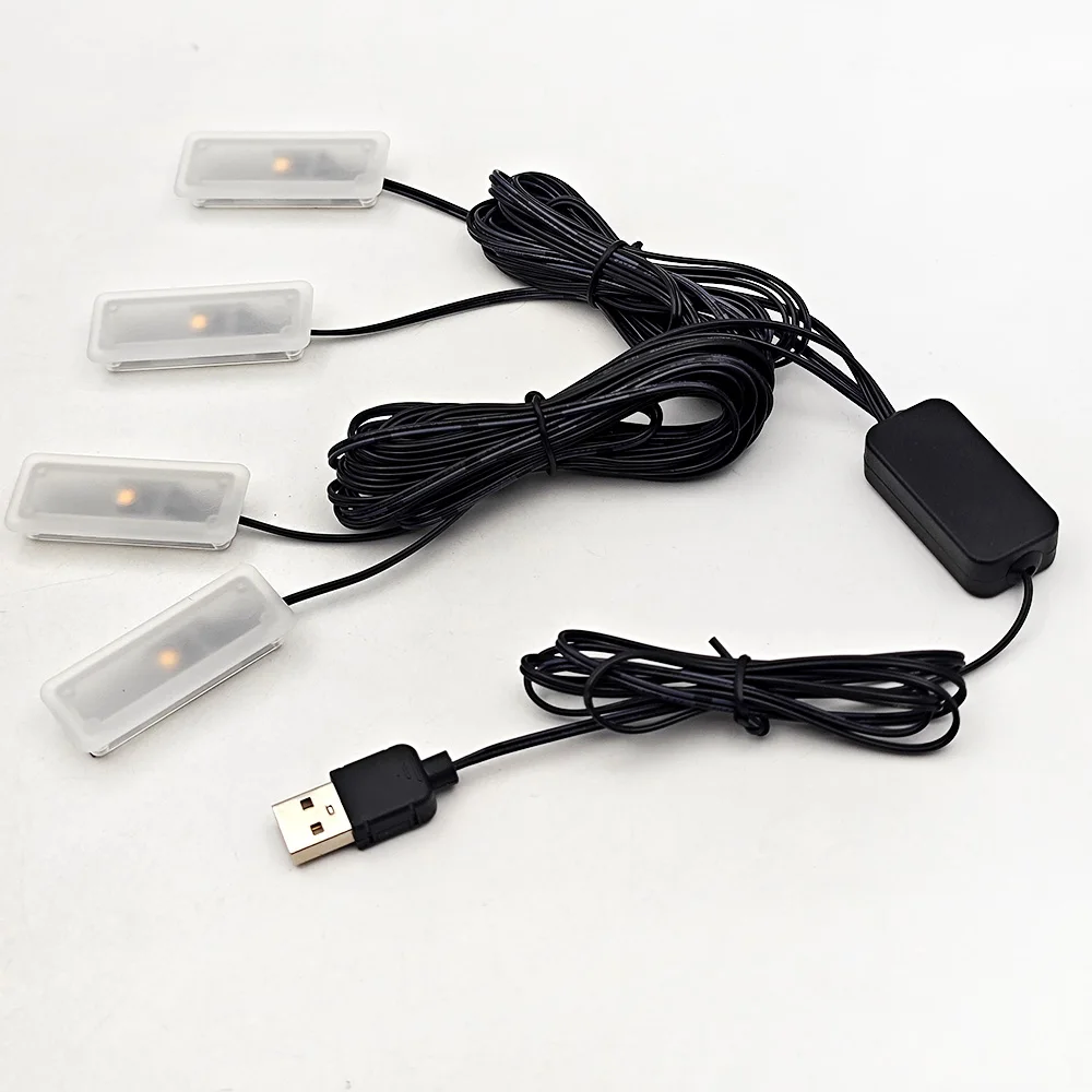 USB автомобильный окружающий свет, регулировка яркости, простая установка, монохромный чип с низким энергопотреблением, светодиодный автомобильный фонарь для ног, белый, синий, красный (art.: 3920ccc76df62) - 3920ccc76df62