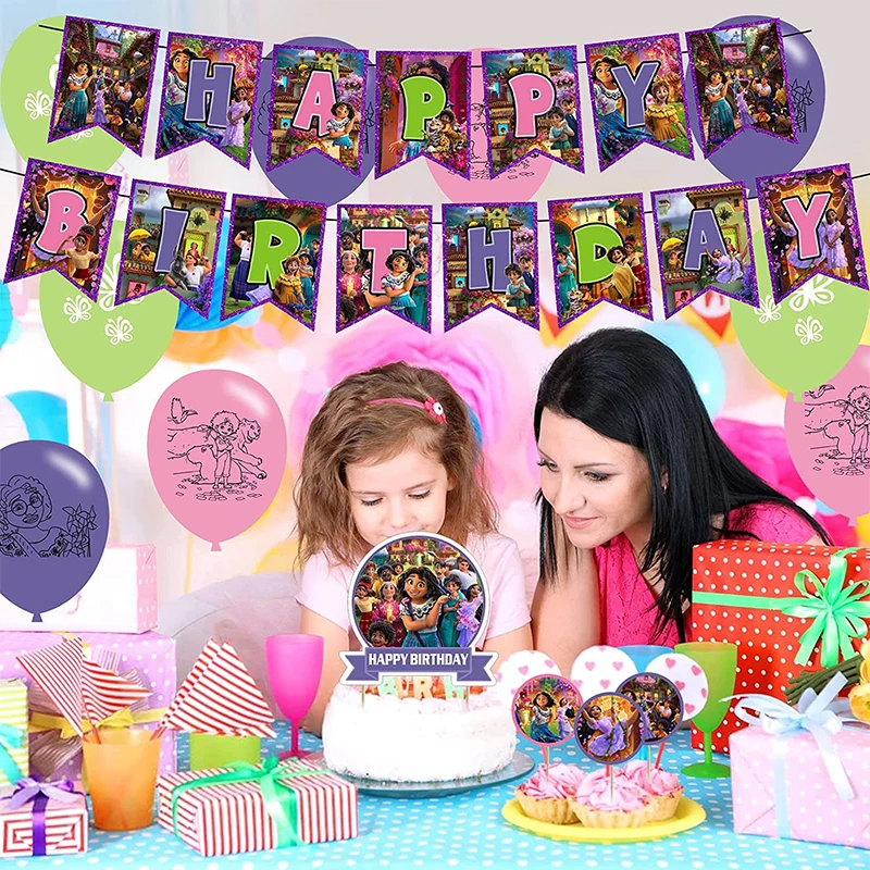 

Encanto Movie Birthday Party Decorations Party Supplies Set Banner Topper Background Cake Supplies Surprise Toy Children Girl
