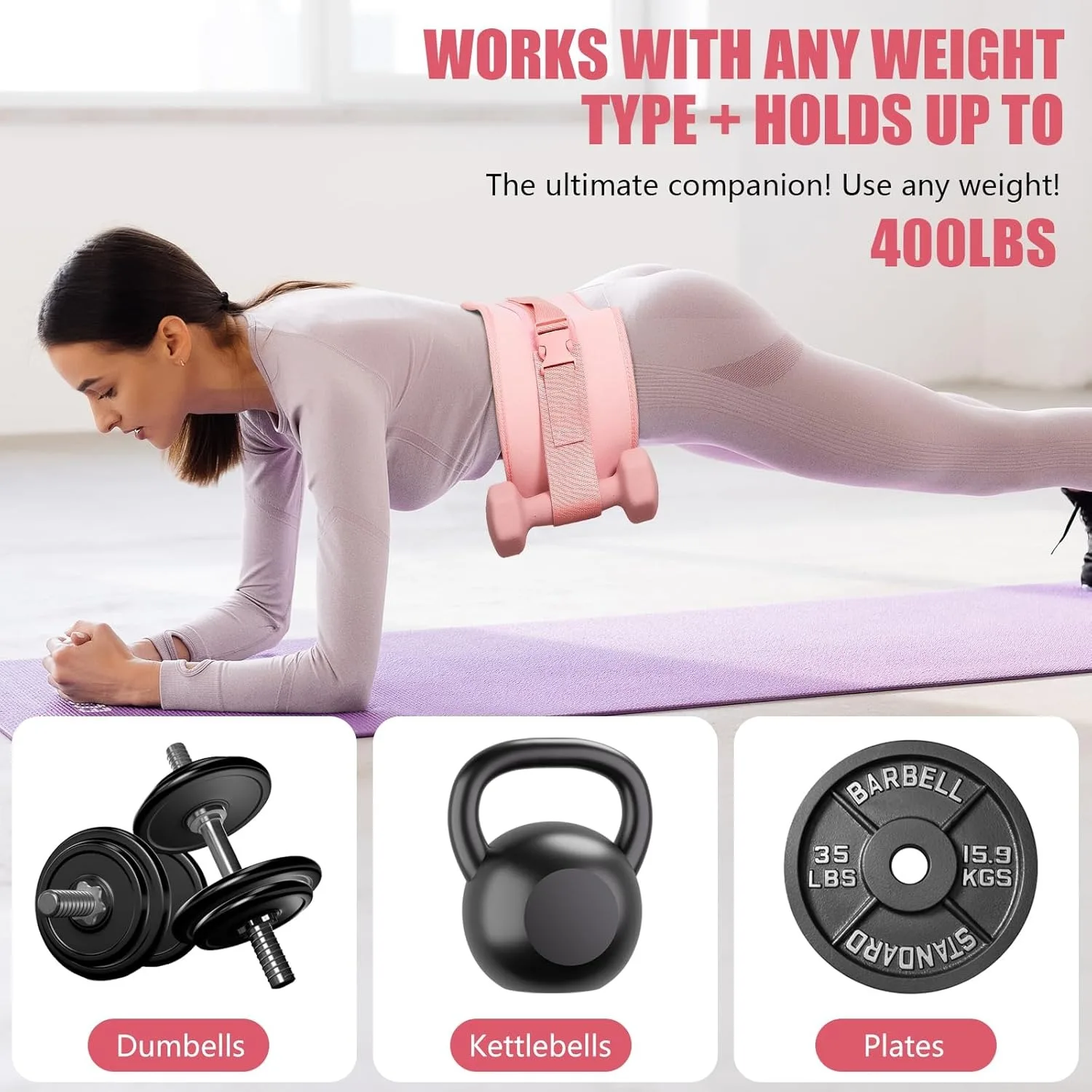 Фото Пояс для упражнений на ягодицы (Hip Thrust Belt) – утолщенный и расширенный, удобный для гантелей, гирь или дисков №5