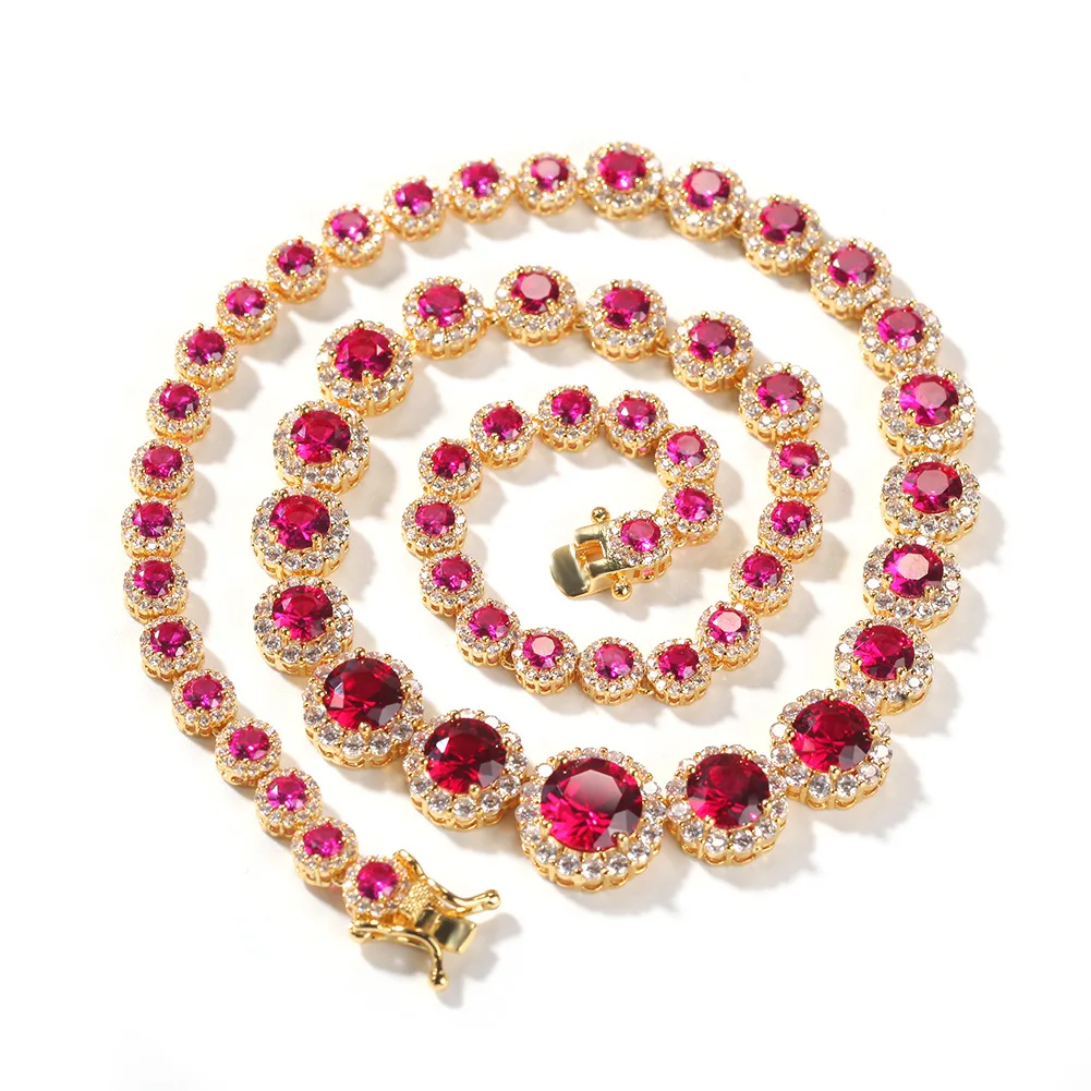 

Ожерелье женское розовое в стиле хип-хоп, цепь для тенниса с бриллиантами, со сверкающими кристаллами циркония, колье-чокер, Ювелирное Украшение для женщин, 14 мм