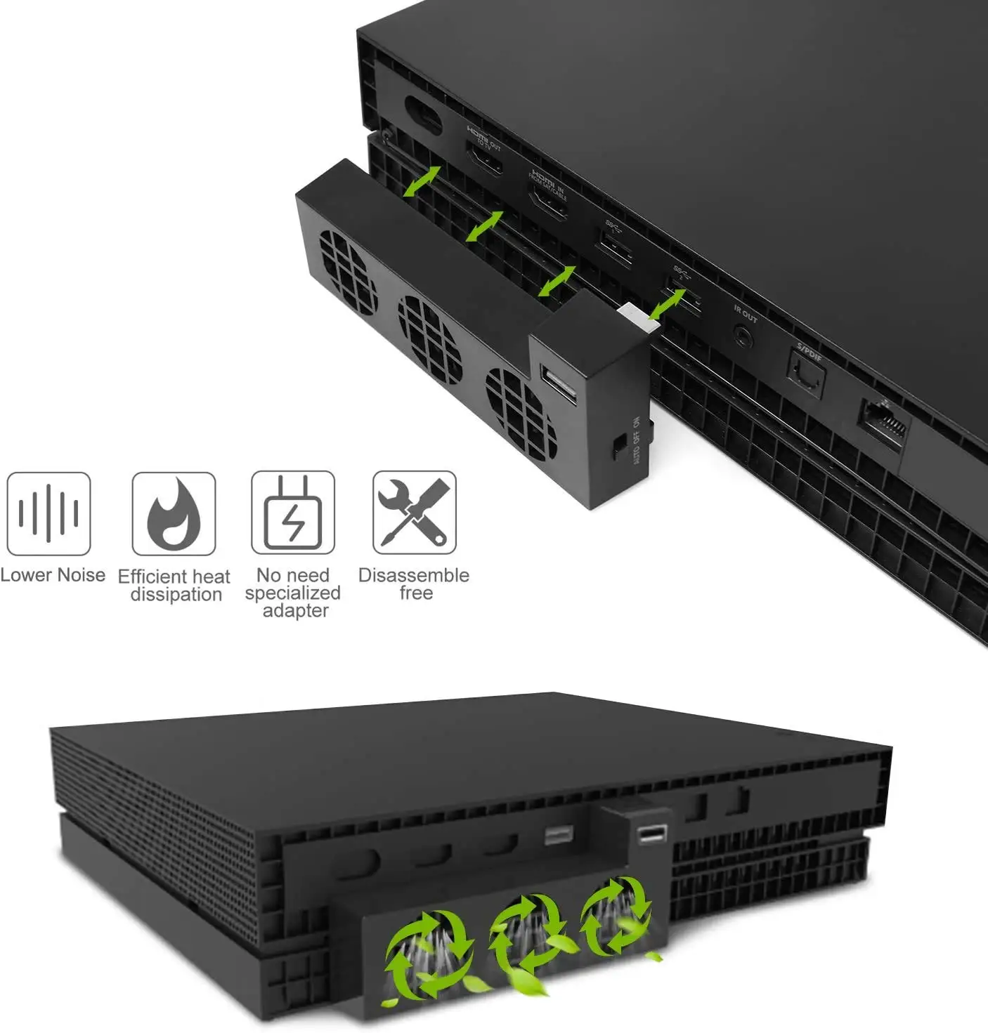 Фото Охлаждающий вентилятор для One X, внешний USB-кулер с 3-мя охлаждающими вентиляторами для игровой консоли One X №3