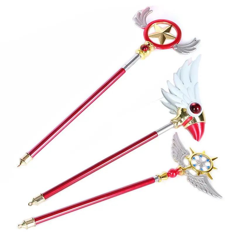 

24-52CM Scalable Sakura Card Captor Cosplay Costumes Magic Wands Halloween Party Props Weapons Kinomoto Star Birdhead Stickers