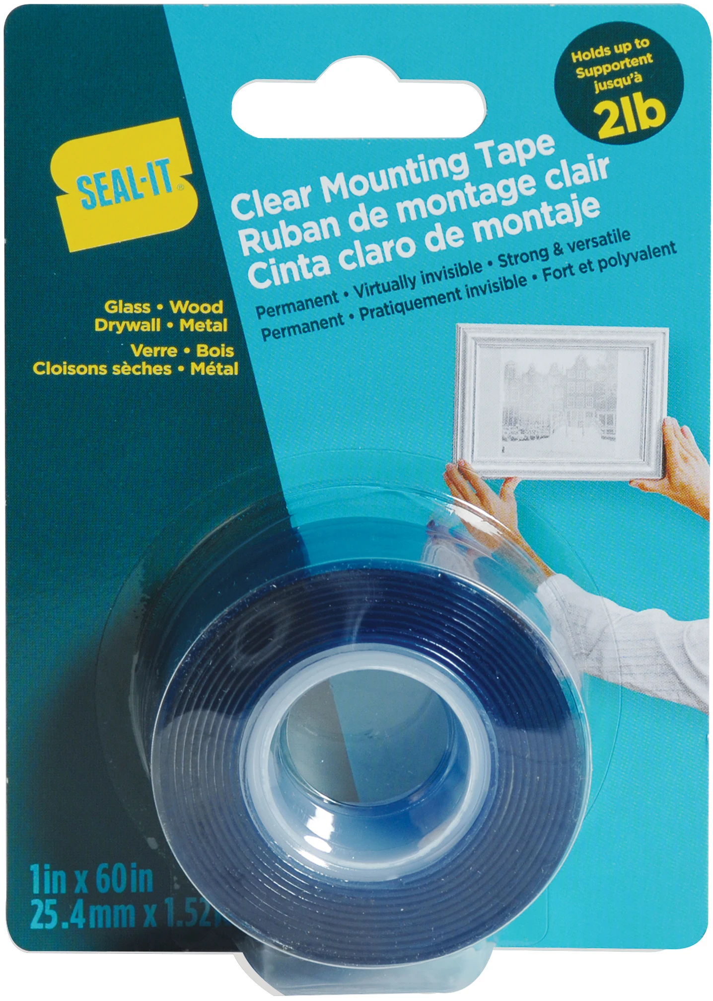 

12 Pack - Double Sided Clear Mounting Tape, 1in x 60in