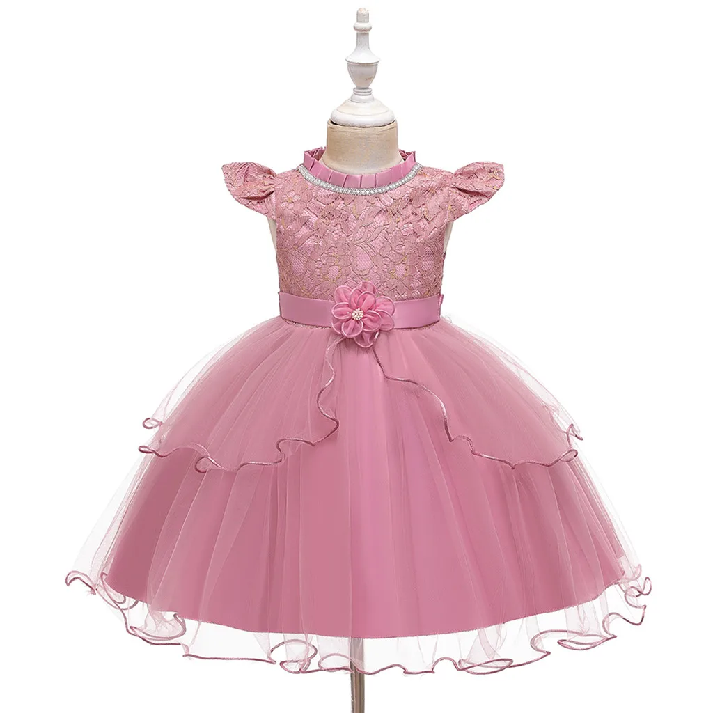 

Toddler Baby Kid Girls Patchwork Ruffles Tulle Lace Party Dress Princess Dresses Girls Black Sundress