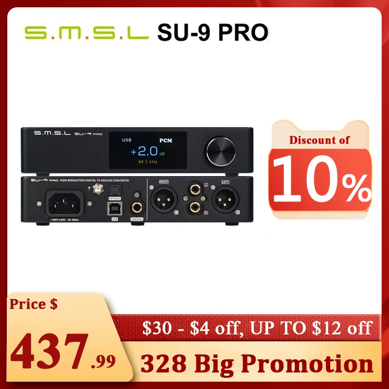 

SMSL SU-9 PRO ES9039MPRO Decoder MQA&MQA-CD Bluetooth 5.0 SU9 PRO DAC XU316 768kHz/32Bit DSD512 with Remote Control