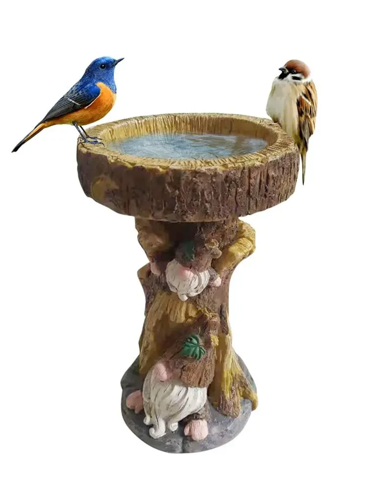 

Resin Birth Bath Basin Garden Gnome Decor Bird Feeder For Outdoor Resin Garden Ornament To Dwarf Bird BathResin Garden Ornament