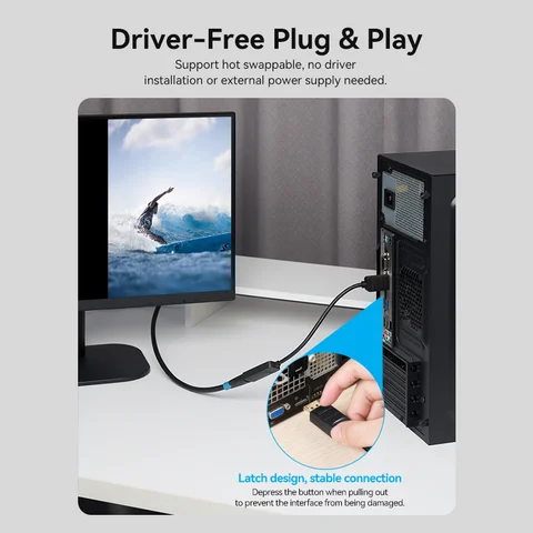 Адаптер Vention DisplayPort to HDMI 4K Male DP to HDMI Female Video Audio конвертер для портативных ПК проектор DisplayPort to HDMI