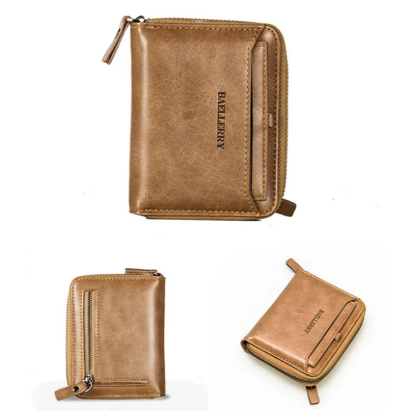 

Vintage Men Leather Wallets 2022 Short PU Leather Wallet Men's Wallet Vertical Zipper Youth Coin Purse Luxury Brand Small Wallet
