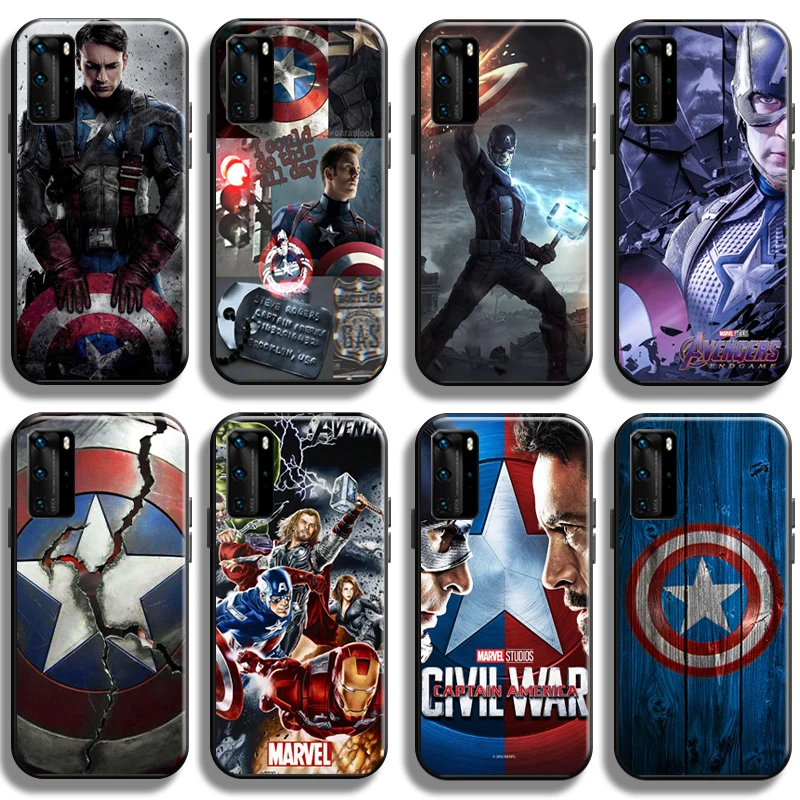 

Avengers Captain America Phone Case For Huawei P40 P40 Pro Lite 5G TPU Black Funda Soft Coque Shell Back Shockproof