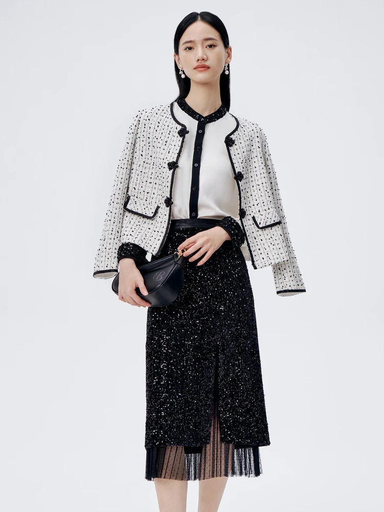 Zhao Yazhi Same Sle Buoubuou 2024 осенние новые французские элегантные блестящие атласные