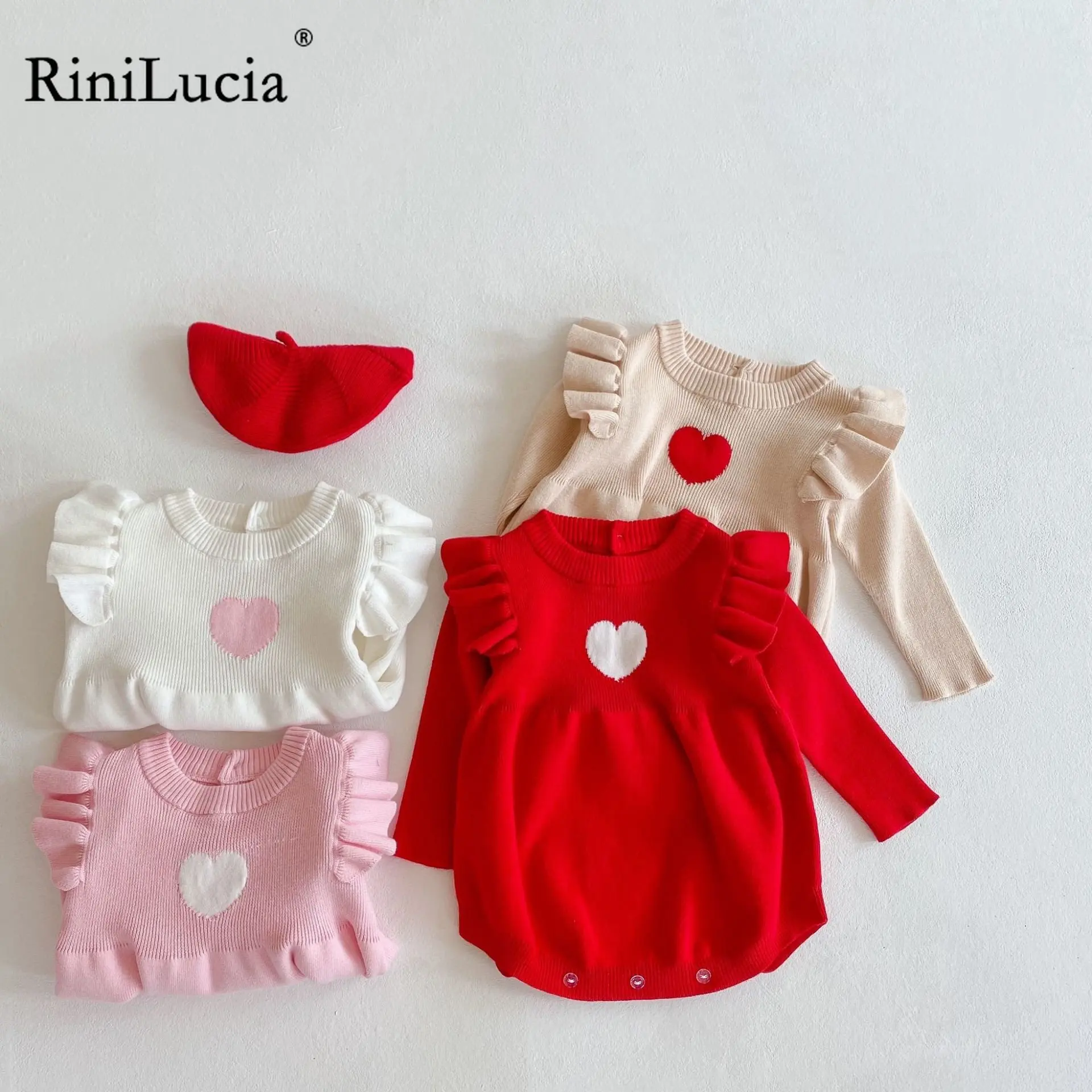 

RiniLucia Fashion Baby Girls Romper Cotton Long Sleeve Solid Baby Rompers Infant Playsuit Jumpsuits Cute Newborn Clothes