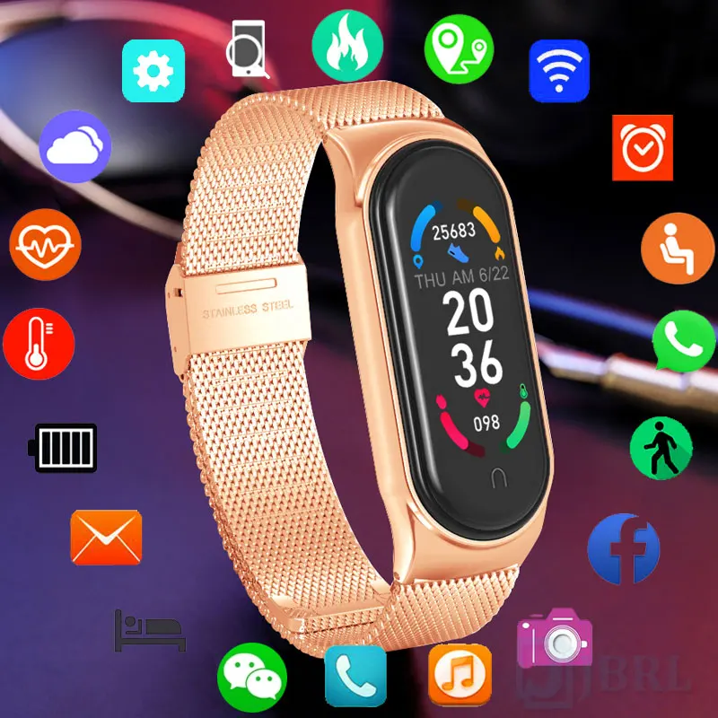 Женские умные часы женские электронные для Android IOS фитнес-трекер из нержавеющей